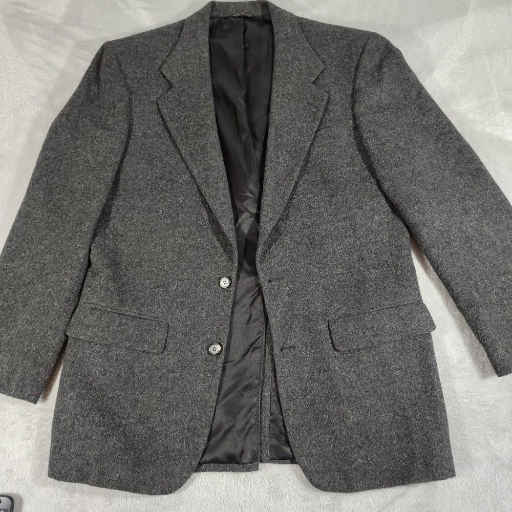 Bill Blass Blazer Men Large 100% Pure Camel Hair Dark Gray Soft Work Evening